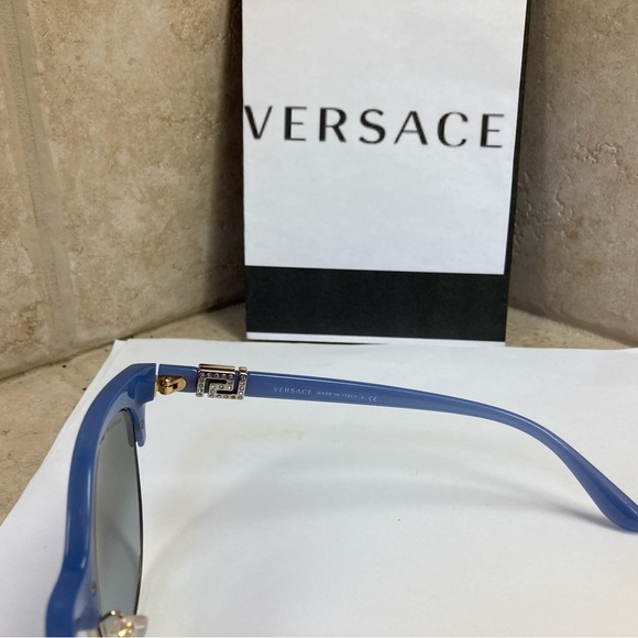 New Versace Blue Gold Crystals Sunglasses MOD4326B 52276V - Picture 13 of 14